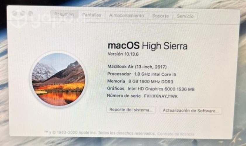 Macbook Air 13 1,8 Ghz Intel Core I5, 8gb