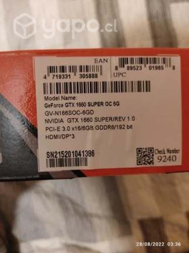 Gigabyte 1660 super OC 6GB GDDR6