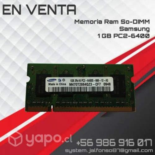 Memoria samsung pc2-6400 1gb notebook