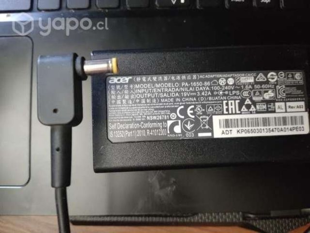 Cargador Notebook Acer punta amarilla