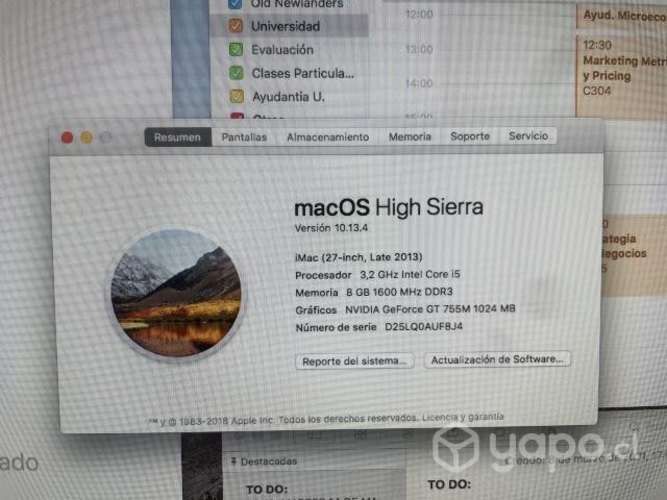 Imac 27 Pulgadas Año 2013 con Teclado y Moose