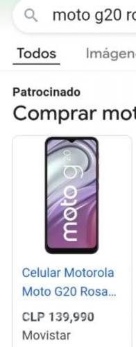 Motorola g 20 rosado sin detalles