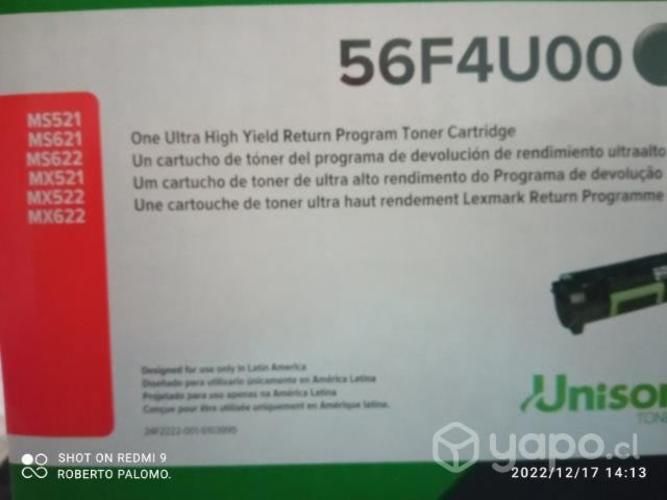 Toner lexmark 56f4u00 black original de alta