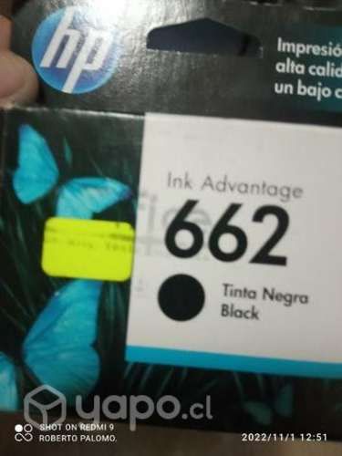Tintas HP 122 y 662 black original
