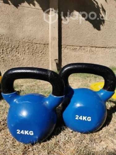 Par Pesas rusas 24kg rivestida vinilo semi nueva