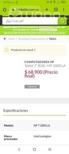 Tablet hp de 7 pulgadas