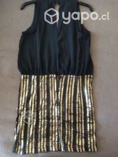 Vestido de Fiesta Negro con Dorado Talla M