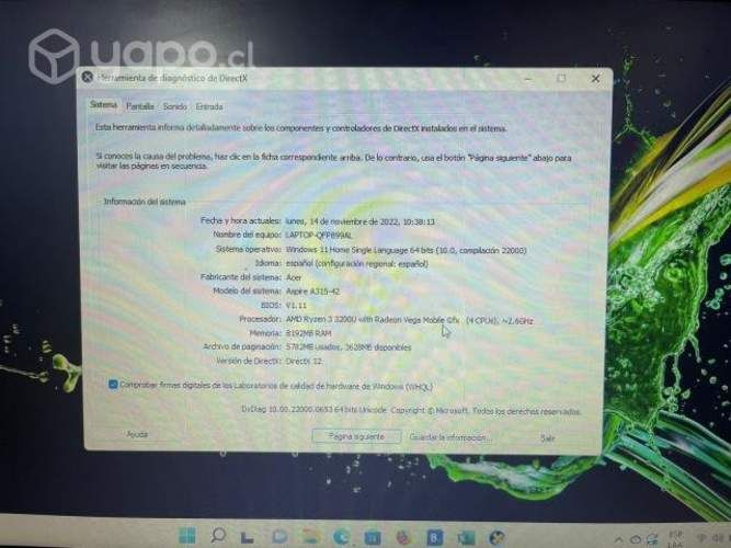 Notebook acer aspire 3 rojo