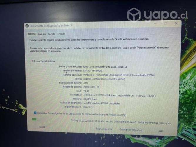 Notebook acer aspire 3 rojo