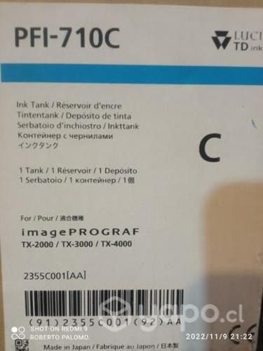 Tinta canon pfi 710c cyan original de 700ml