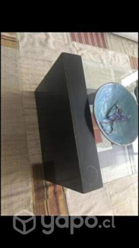 Mesa de centro madera negra con vidrio arriba