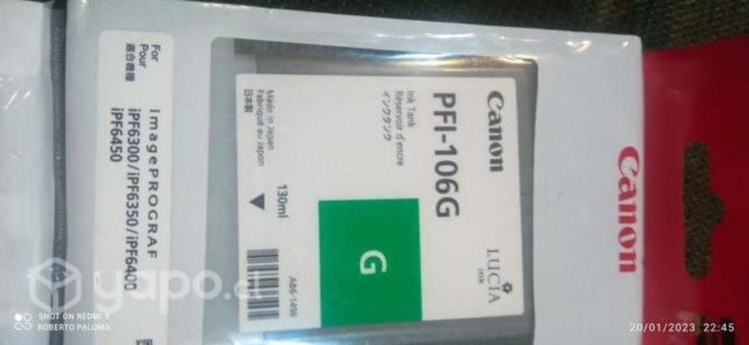 Tinta canon pfi 106g green original de 130ml
