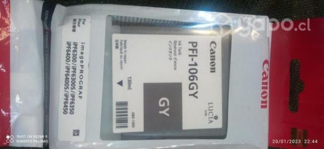 Tinta canon pfi 106gy gris original de 130ml