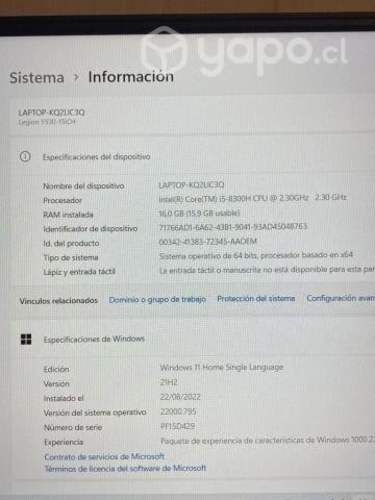 Notebook Lenovo Legion Y530 (2018)