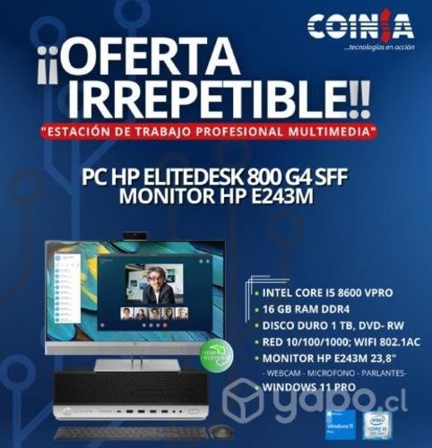 OFERTA Pc hp 800 g4 i5 + monitor hp e243m