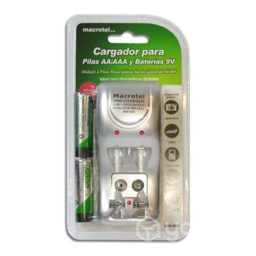 Cargador macrotel mw-668 bateria+2pilas aa 2500 ma