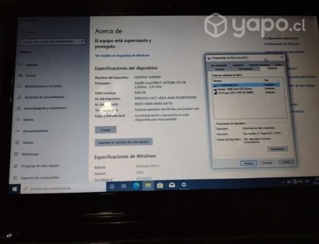 Notebook DELL Core i7/8GB Ram/disco solido