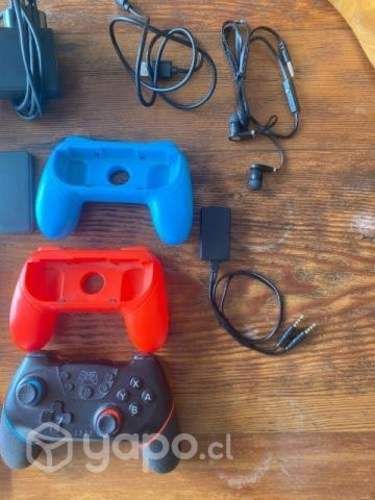 Nintendo switch Neón con accesorios y juegos