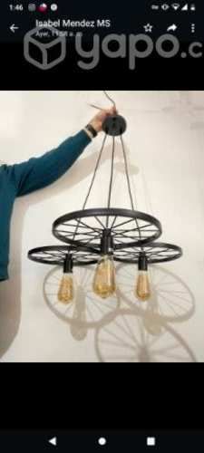 Lampara colgante rueda de hierro para interiores d