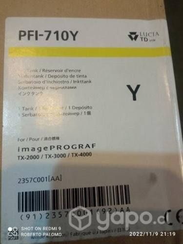 Tinta canon pfi 710y yellow original de 700ml