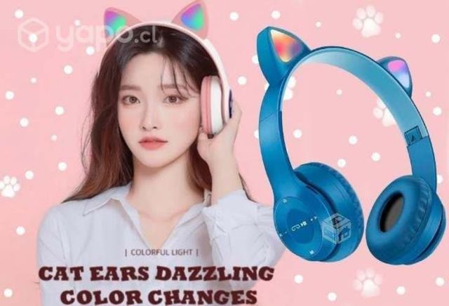 Audifonos Bluetooth Con Orejas De Gatos Led RGB