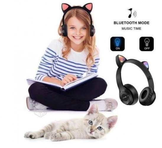 Audifonos Bluetooth Con Orejas De Gatos Led RGB