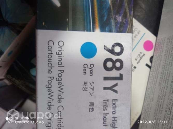 Tintas HP 976yc y 981y colores originales de alta
