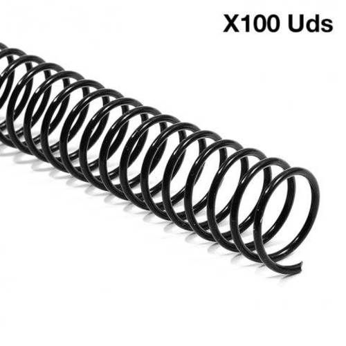 Espiral Plástico Negro 8mm 100 Uds Capacidad 60h
