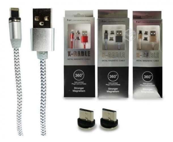 Cable Magnético X-CABLE 3 en 1 V8 Tipo C IPhone