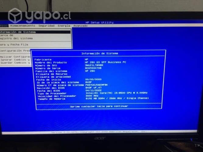 Computador HP 280 G3 en excelente estado
