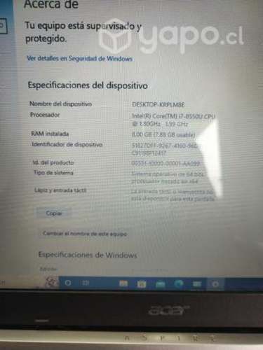 Notebook Acer I7