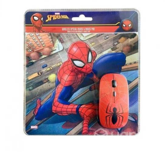 Mouse + pad mouse inalambrico spiderman