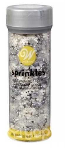 Sprinkles Copos de Nieve Plateado y Blanco Wilton
