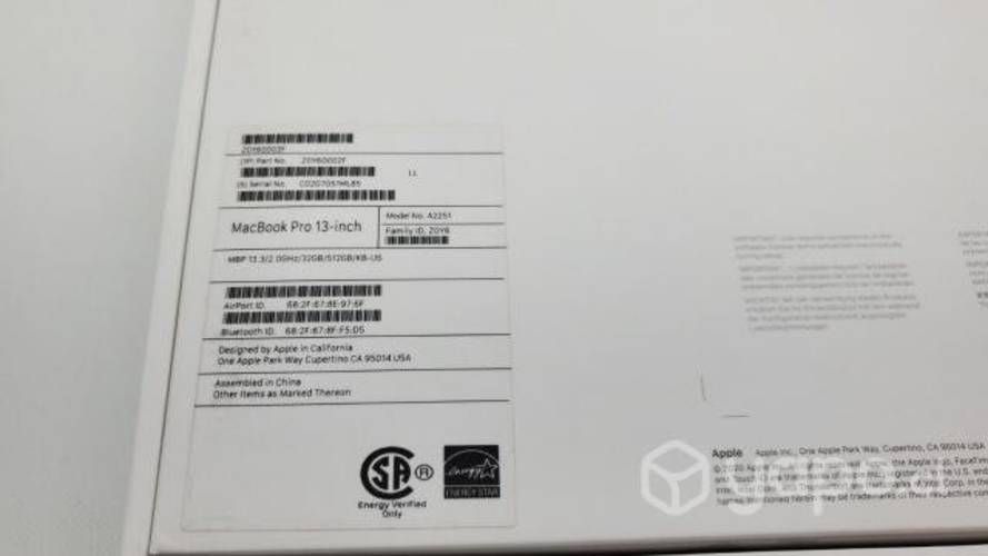 Macbook pro 13.3 2020 i5 2.0 32gb 512ssd