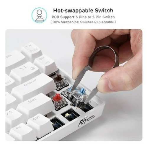 Teclado Bluetooth Royal Kludge rk68 65% Blanco