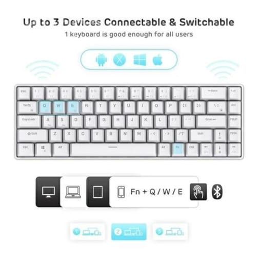 Teclado Bluetooth Royal Kludge rk68 65% Blanco