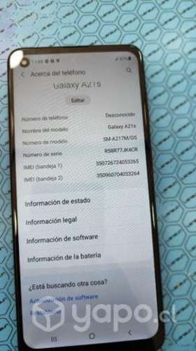Samsung a21s de 128 gb
