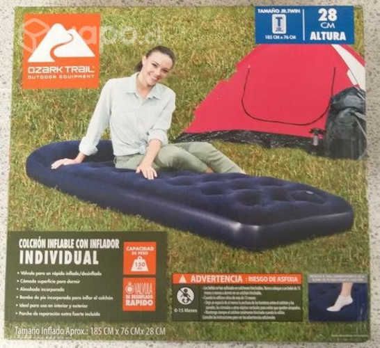 Colchon Inflable 1 plaza con Inflador de pie