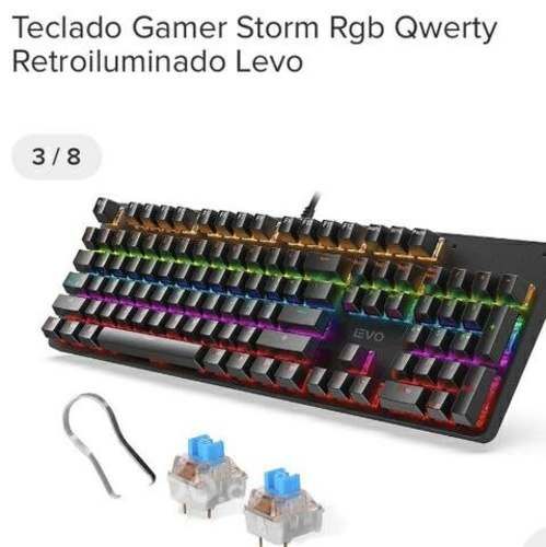 Teclado gamer storm rgb qwerty retro iluminado lev