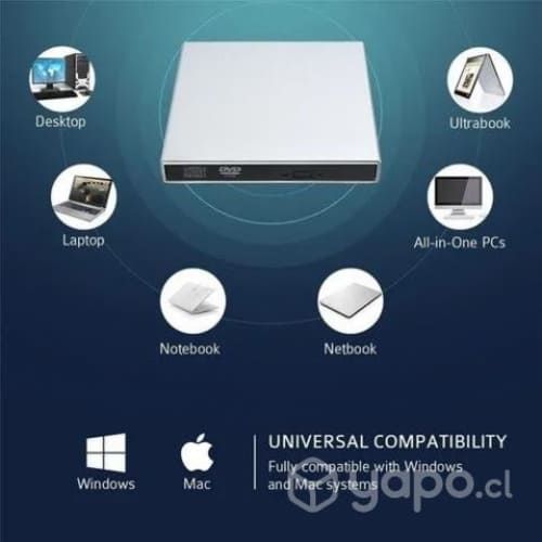 Grabador Lector Cd/dvd Externo Slim Usb 2.0