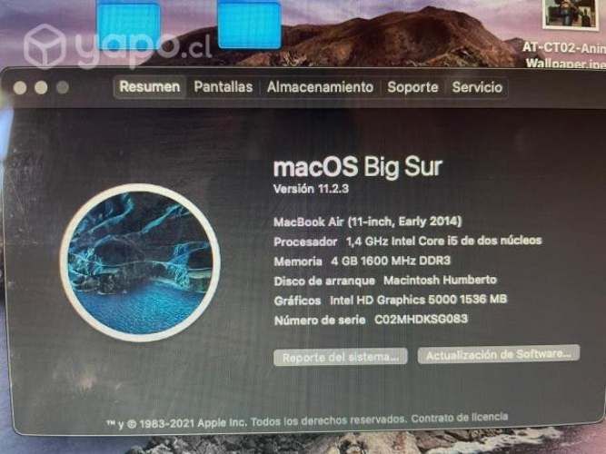 MacBook Air I5 11" 120 GB