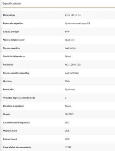 TABLET samsung tab A8"