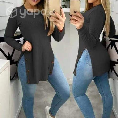 bella polera botón full tendencia