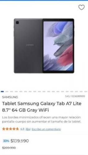 Tablet Samsung Galaxy Tab A7 Lite 8,7' 64GB