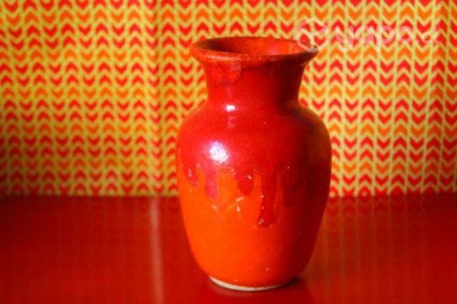 Cerámica Lota florero chorreado rojo