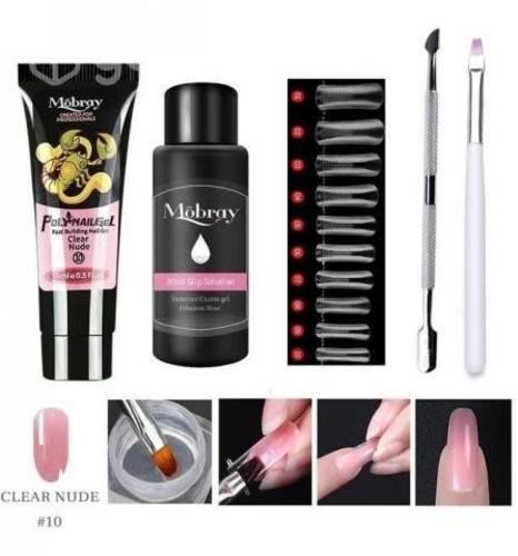 Juego Gel Polivinilico Extensiones Uñas Tips Resin