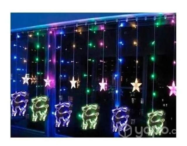 Luces Led Guirnalda Cascada De Renos Blanco Y Mult