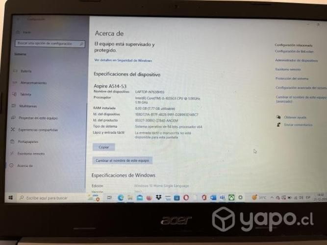 Notebook acer aspire 5