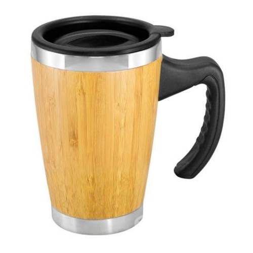 Mug Taza Madera Bambú Con Asa y tapa Ecológico 400