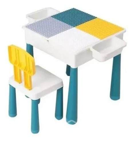 Mesa para bloques multiuso, 1 silla y bloques&piez
